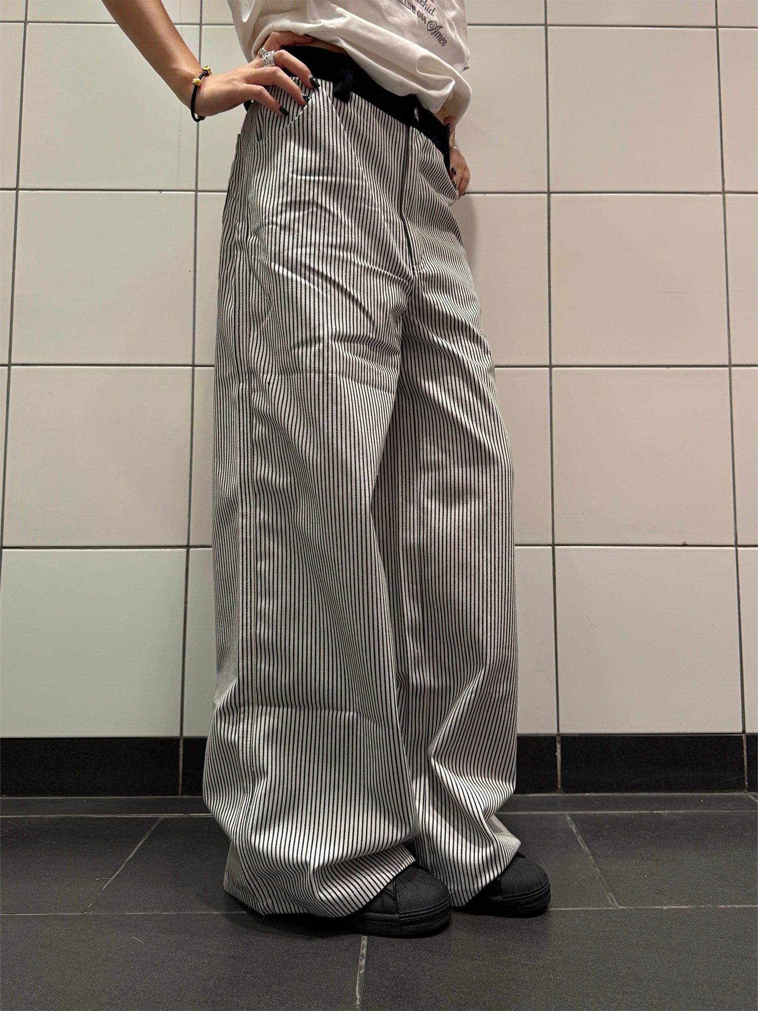 ストレートストライプデニムパンツ N534