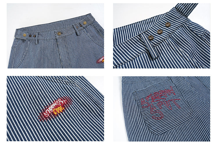 ストライプ刺繍ワイドパンツ N414