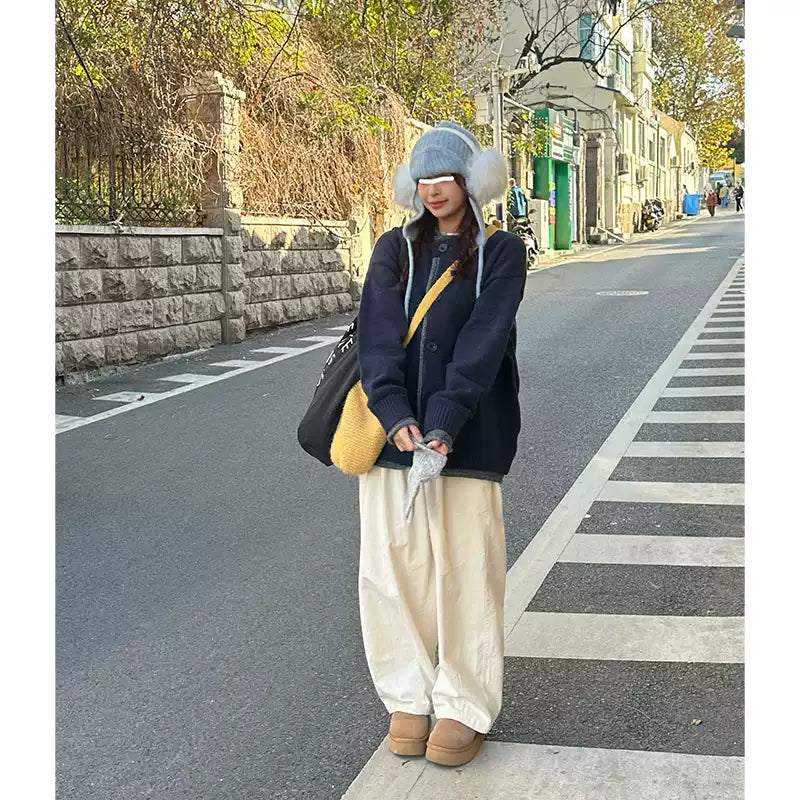 カジュアル厚手ニットカーディガン N284