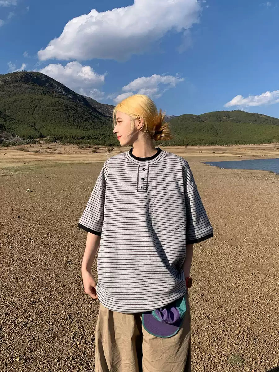 フェイクツーピースボーダーTシャツ N391