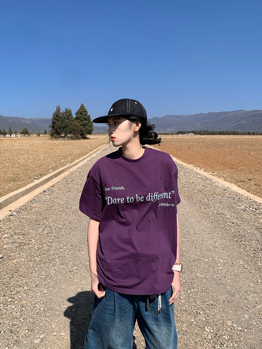 レタープリント半袖ルーズTシャツ N390