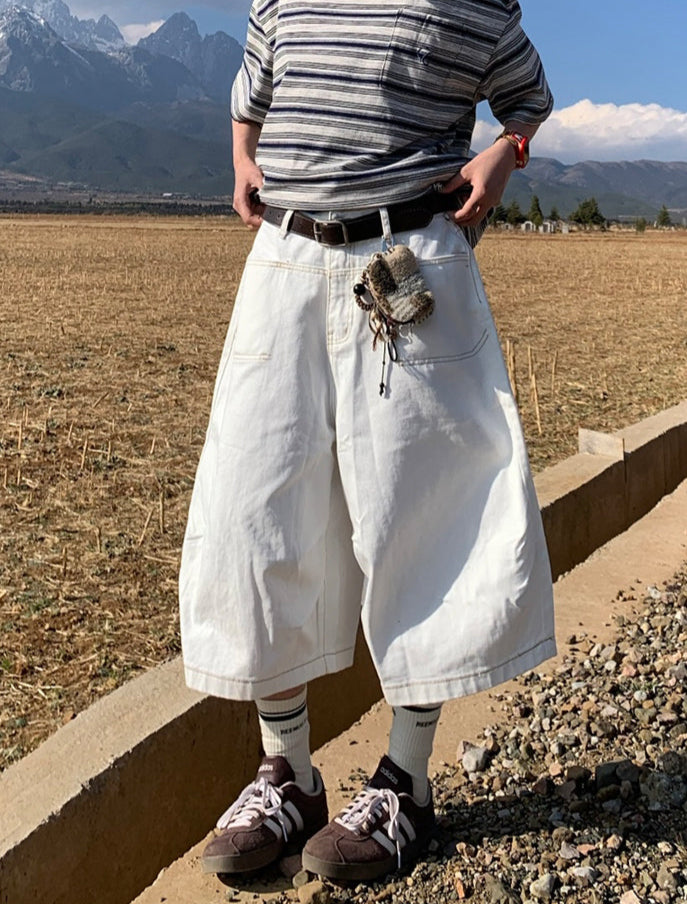 7分丈ワイドデニムパンツ N415