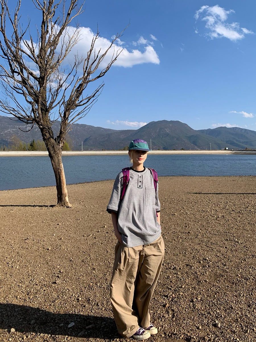 フェイクツーピースボーダーTシャツ N391