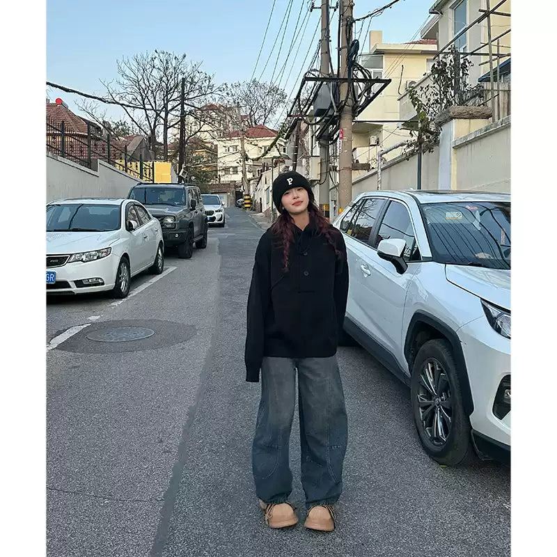 厚手フード付きニットジャケット N287