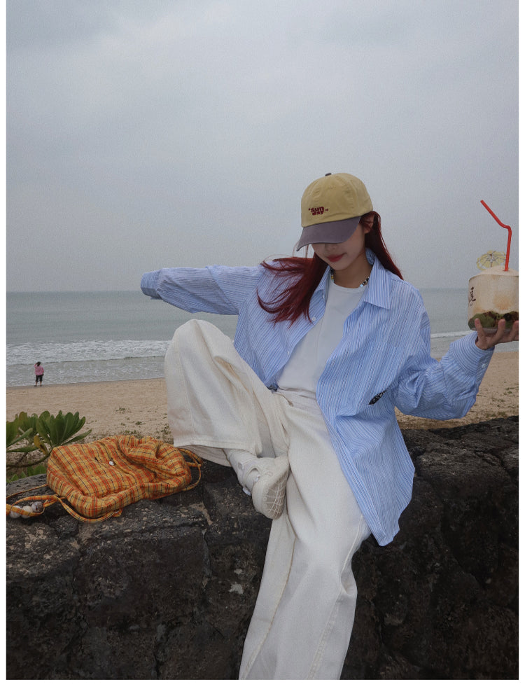 ストライプ長袖シャツ N376