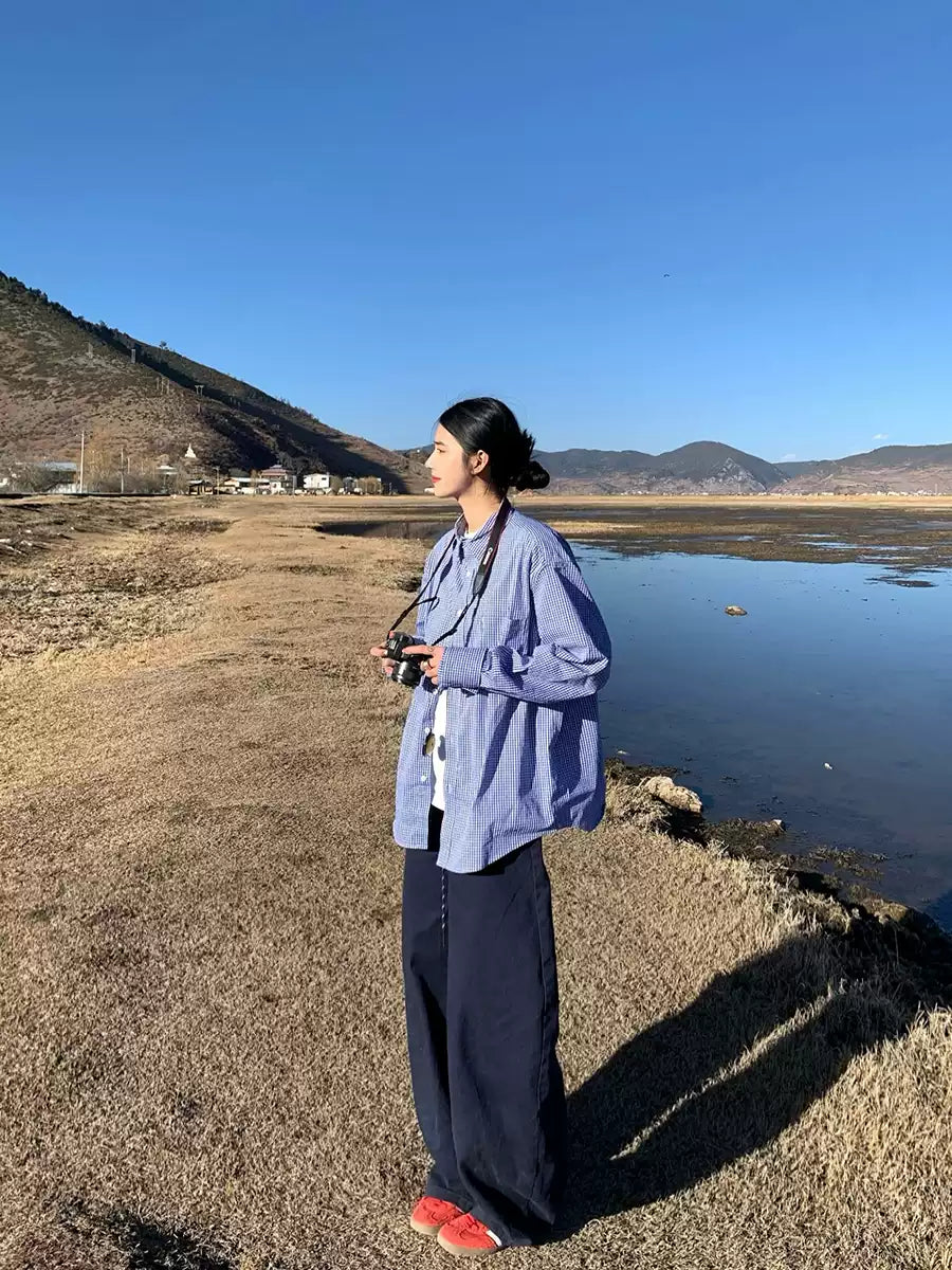 レトロチェック柄シャツ N353