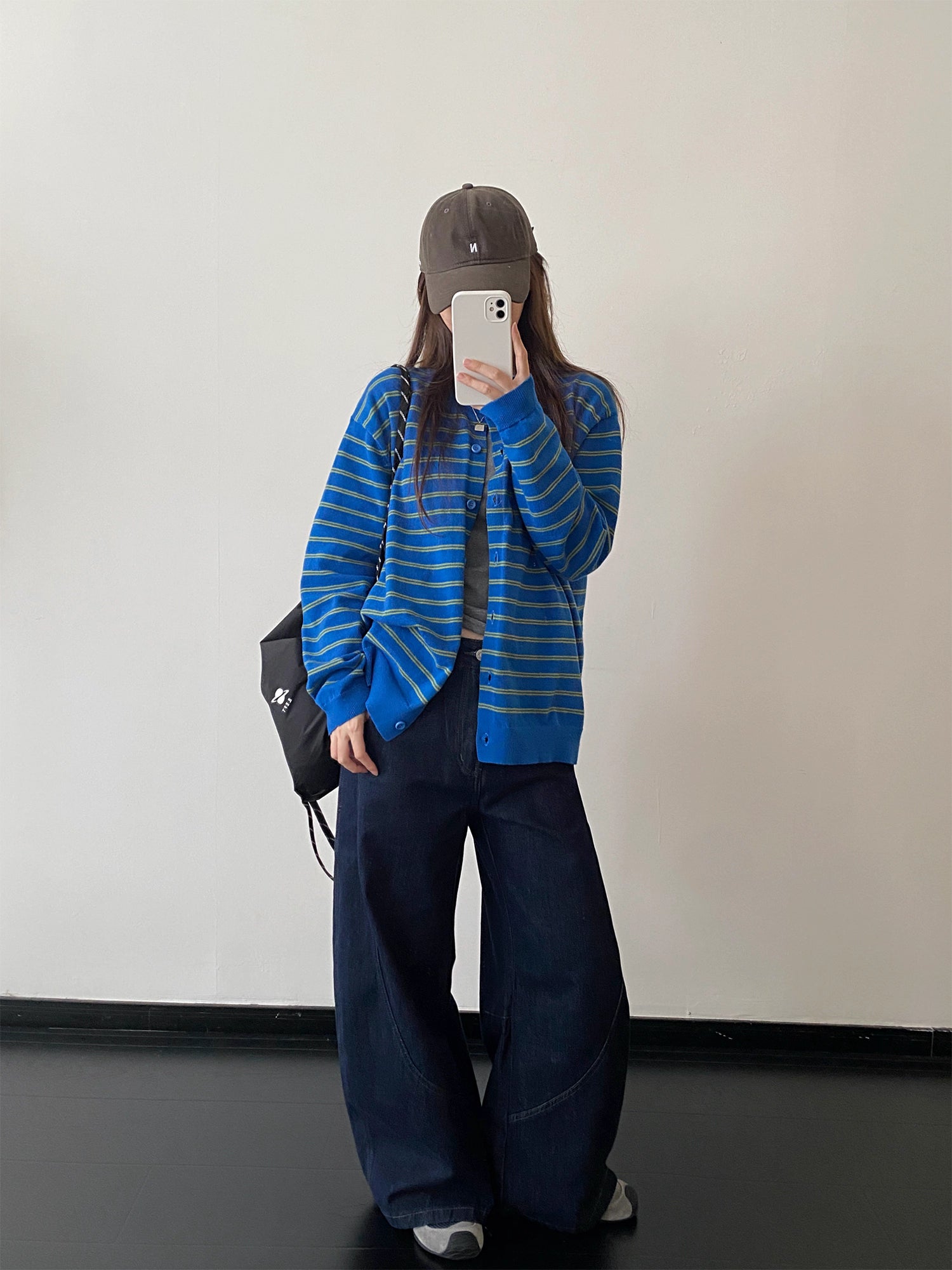 ボーダー柄ライトニットカーディガン N815