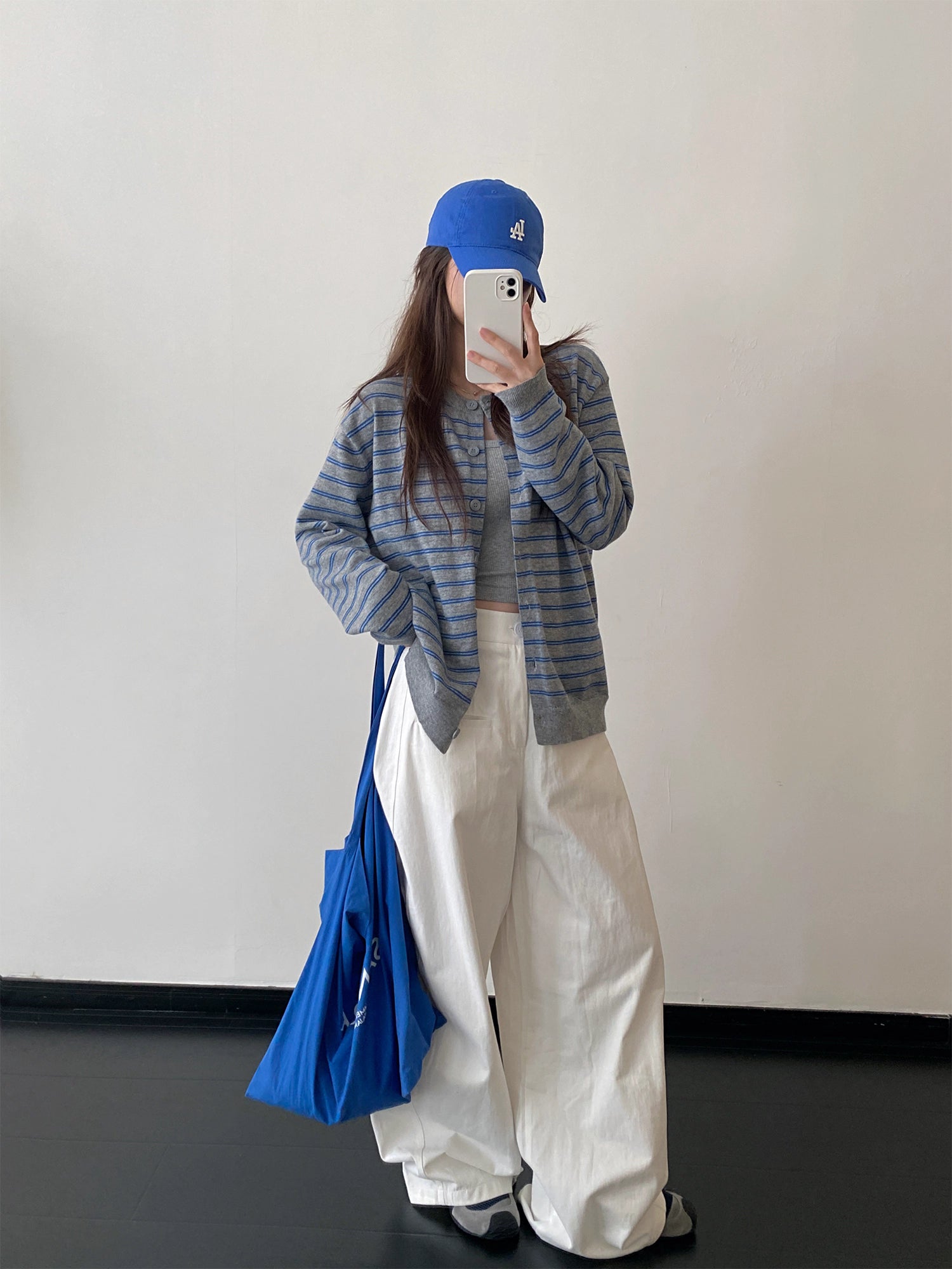 ボーダー柄ライトニットカーディガン N815