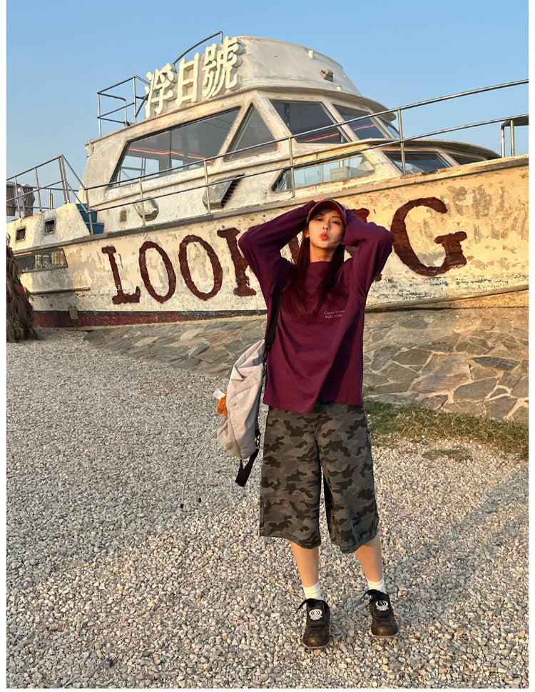 ルーズワイド迷彩ハーフパンツ N383