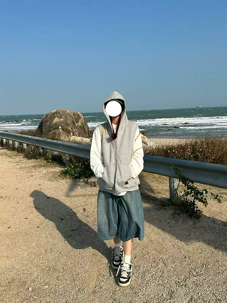 フード付きスウェットベスト(パーカー) N375