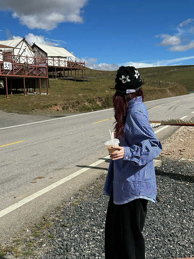 フェイクツーピースチェック柄シャツ N150