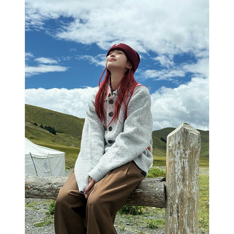 オーバーサイズ・カラー付きニットカーディガン N684