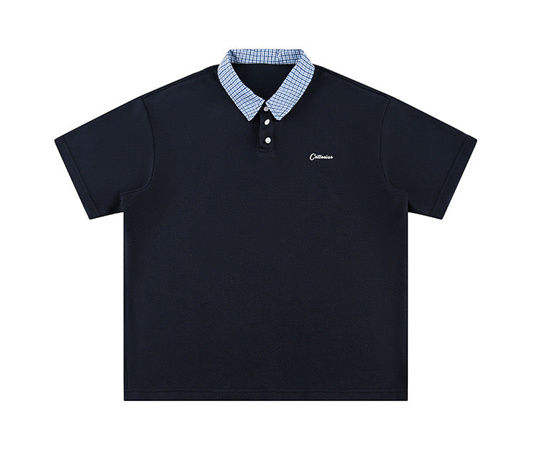 チェック柄半袖ポロシャツ N419