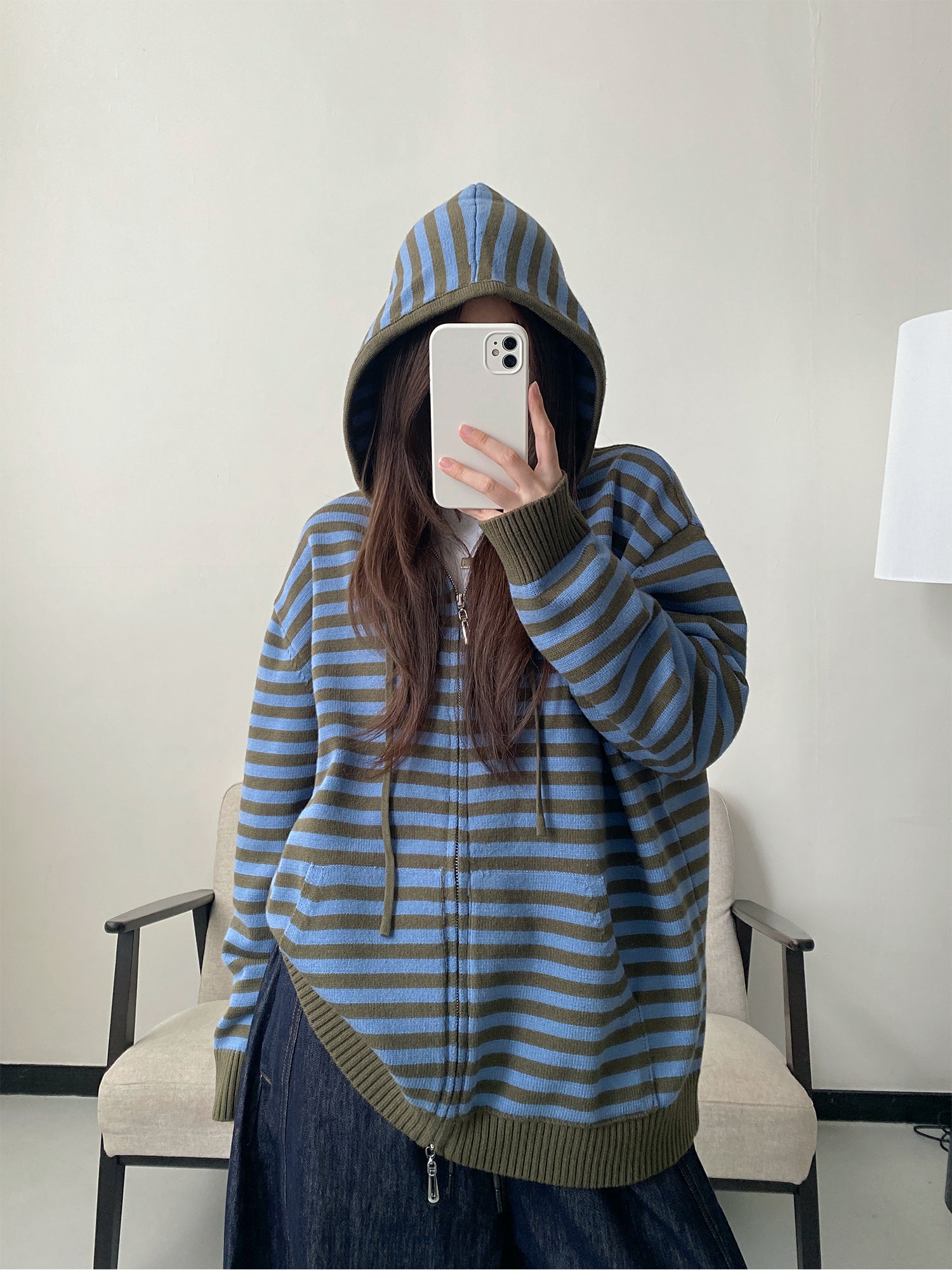 ボーダージッパーパーカー N768