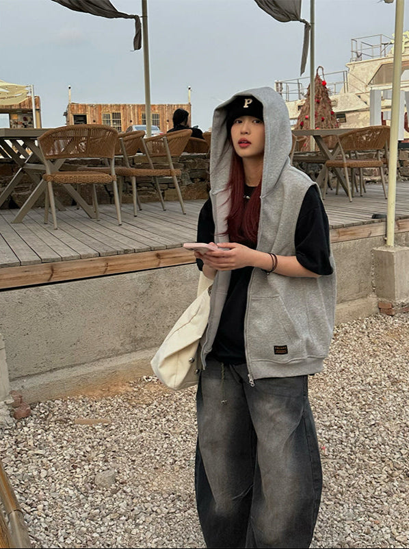 フード付きスウェットベスト(パーカー) N375