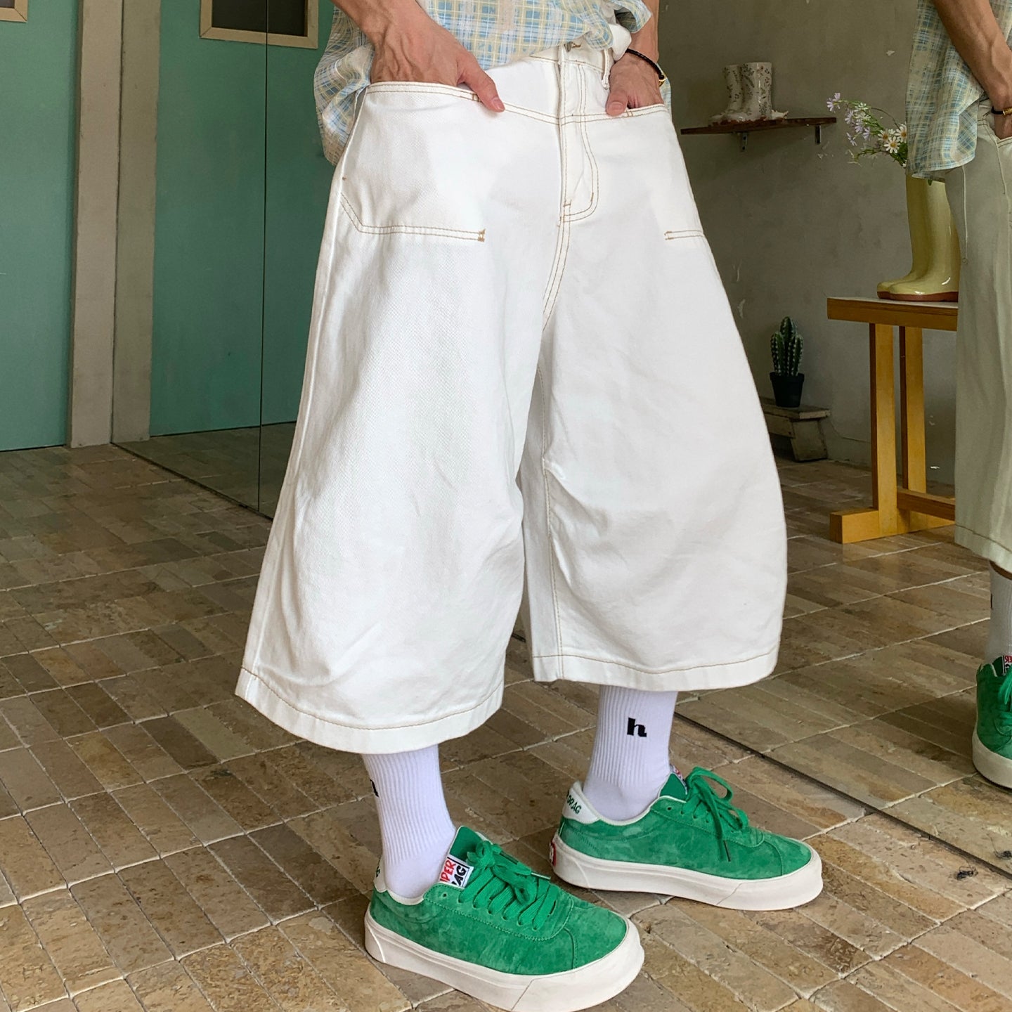 チノクロス・ワイドクロップドパンツ YT001