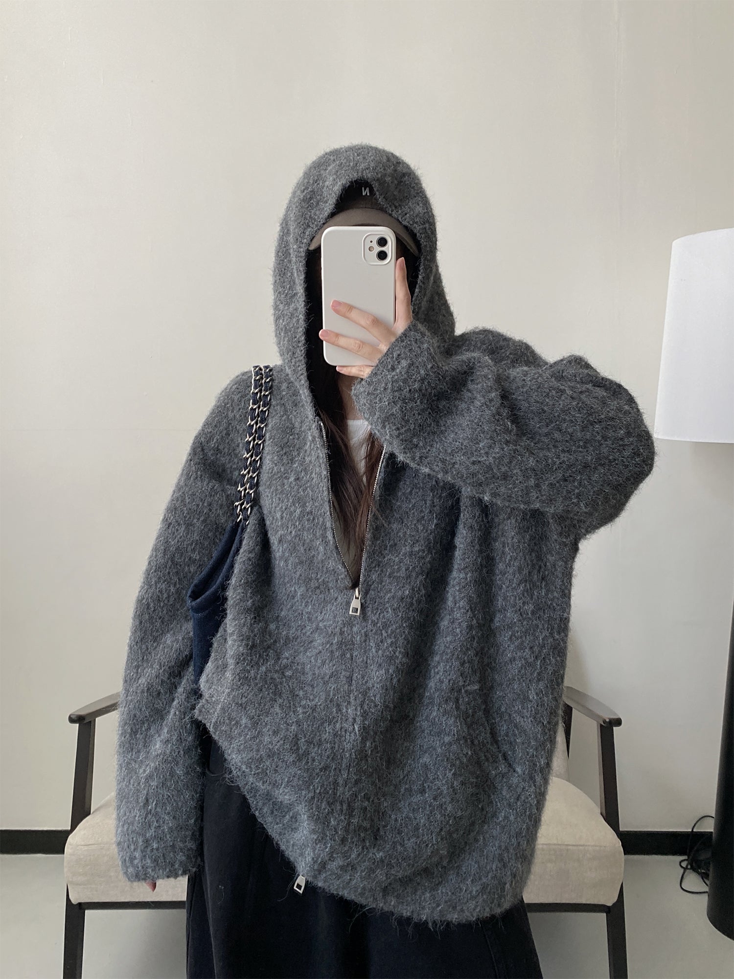 オーバーサイズニットパーカー N722