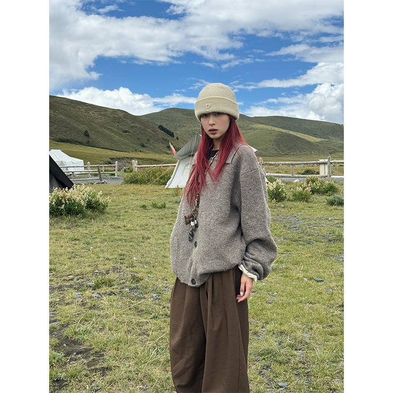 オーバーサイズ・カラー付きニットカーディガン N684