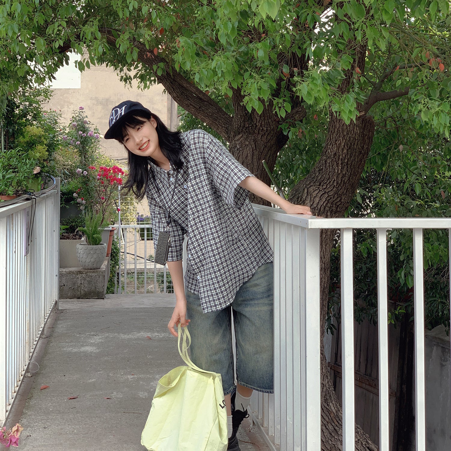 チェック柄長袖シャツ N468