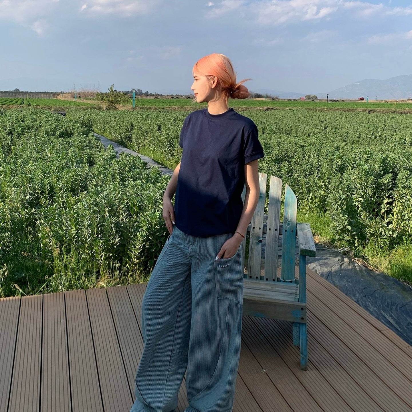 シンプル無地クルーネックTシャツ N459