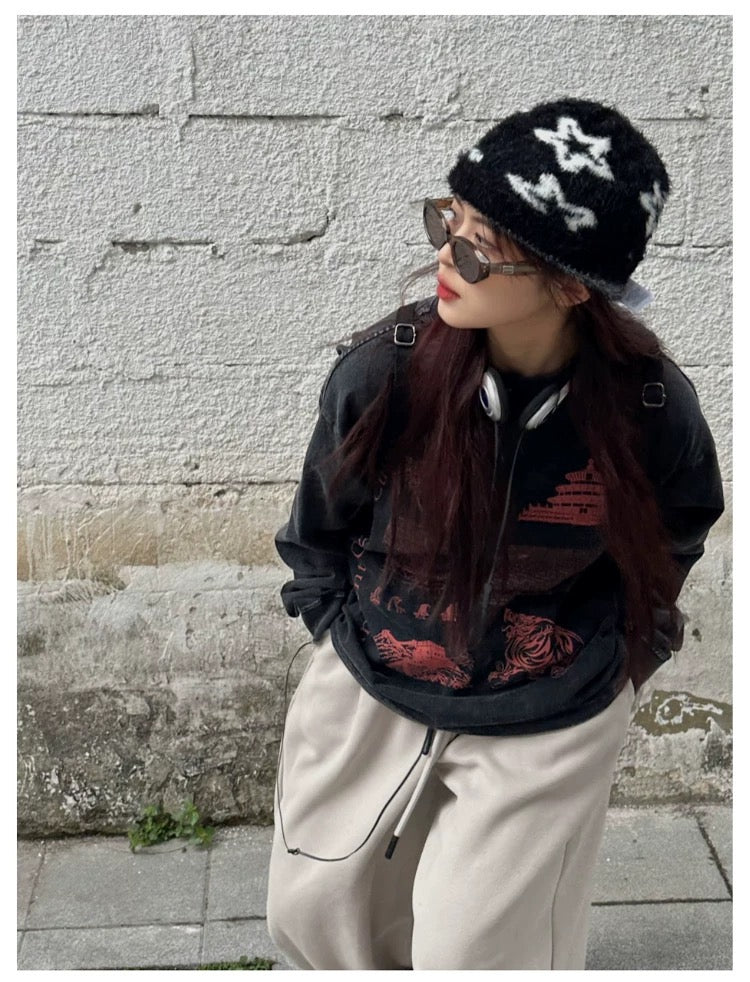 レトロウォッシュプリントロンT N136