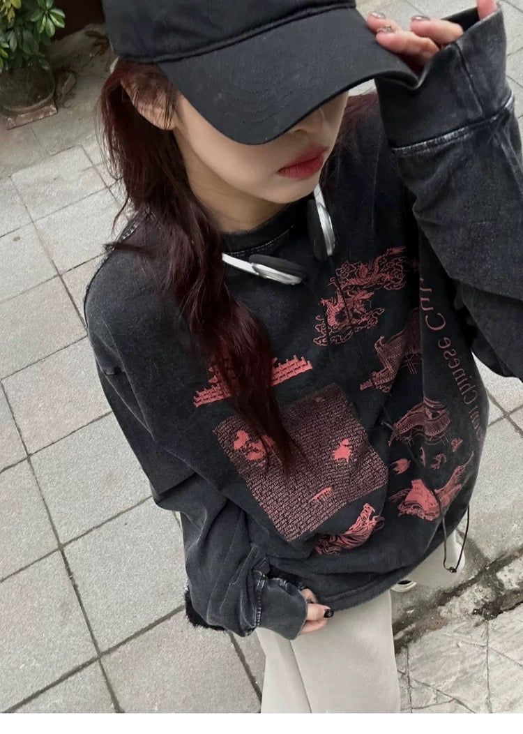 レトロウォッシュプリントロンT N136