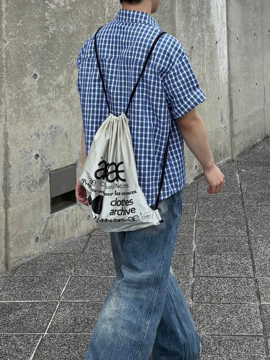 リラックスフィット・ブルーチェックシャツ OB003