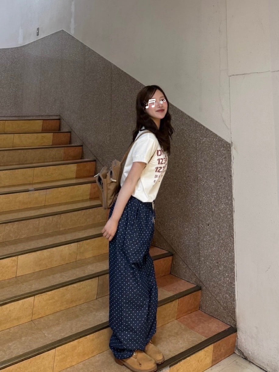 スター柄・イージーパンツ KN001