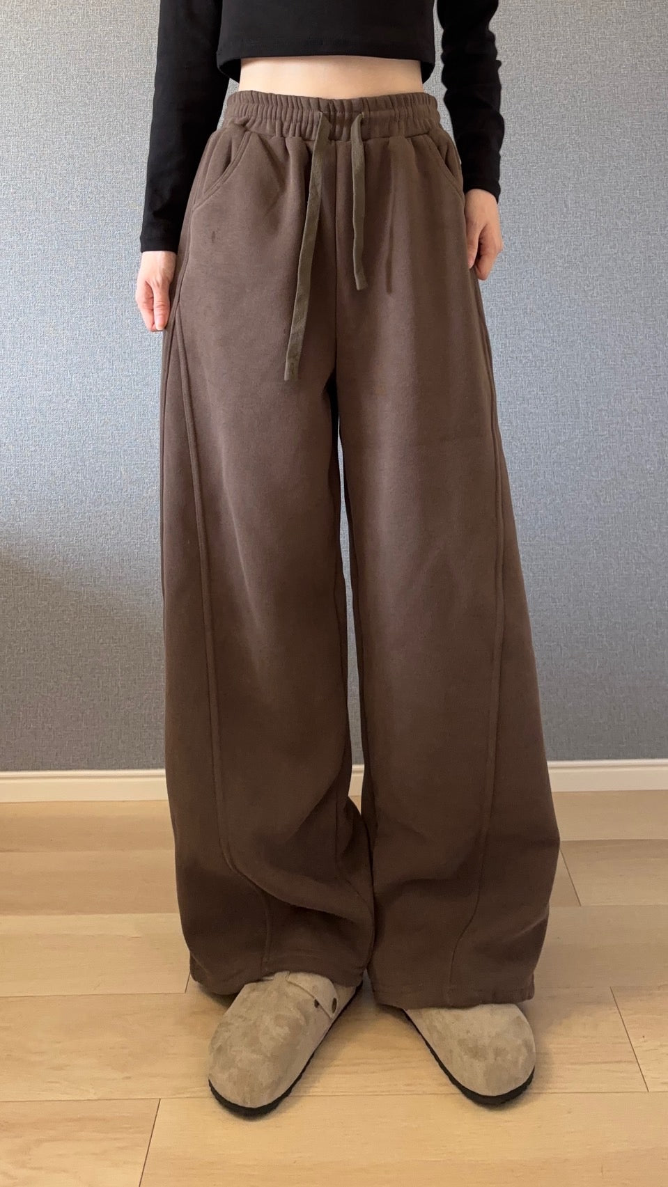 センターピンタック・ワイドスウェットパンツ s0814m-9