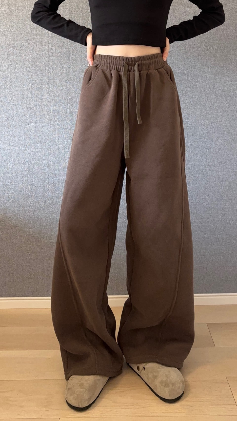 センターピンタック・ワイドスウェットパンツ s0814m-9