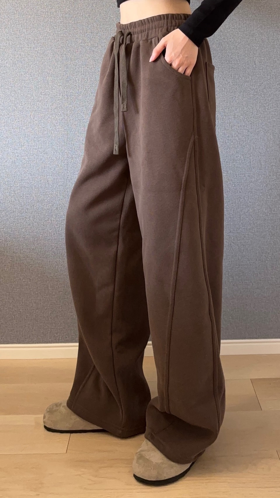 センターピンタック・ワイドスウェットパンツ s0814m-9