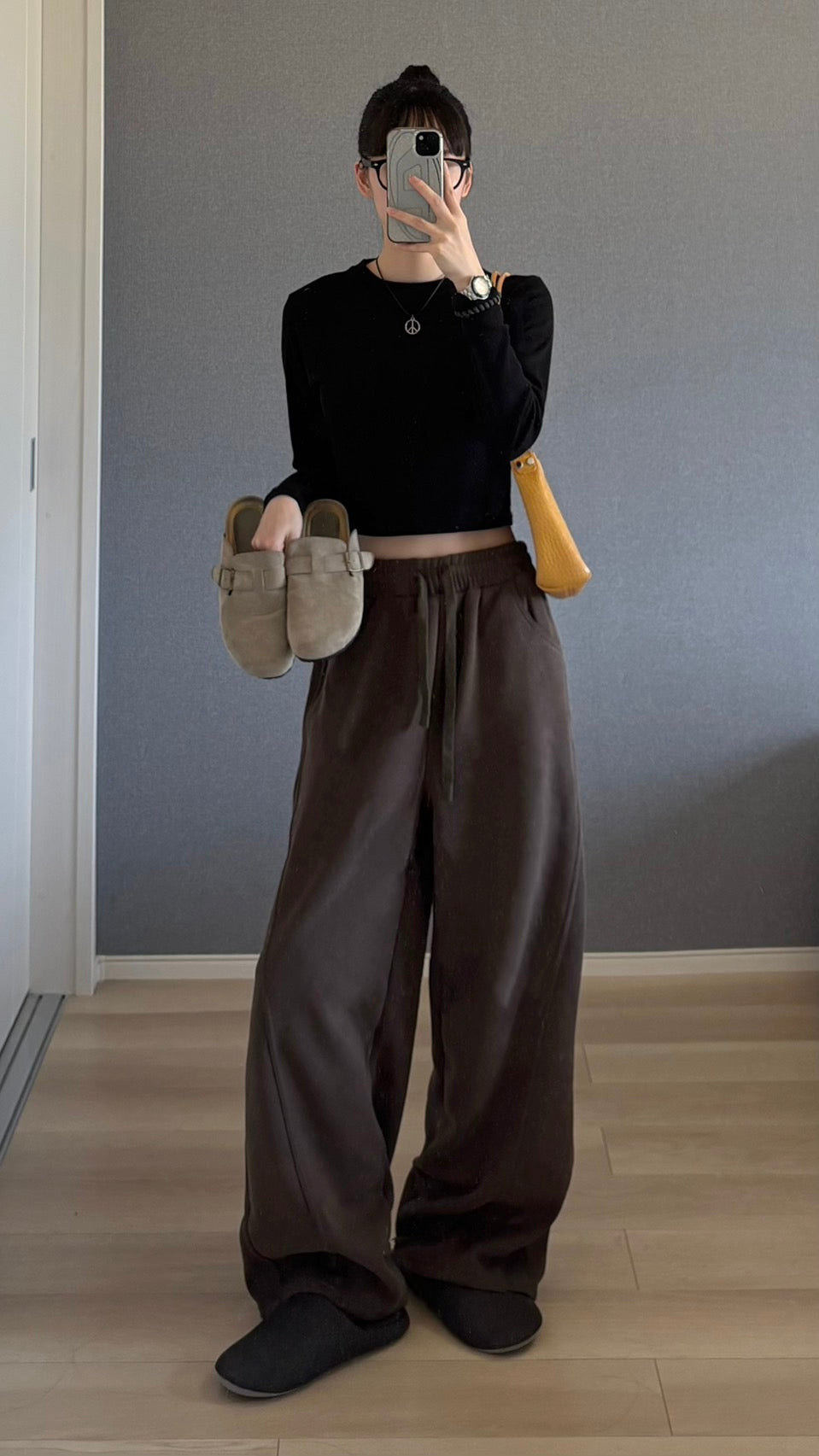 センターピンタック・ワイドスウェットパンツ s0814m-9