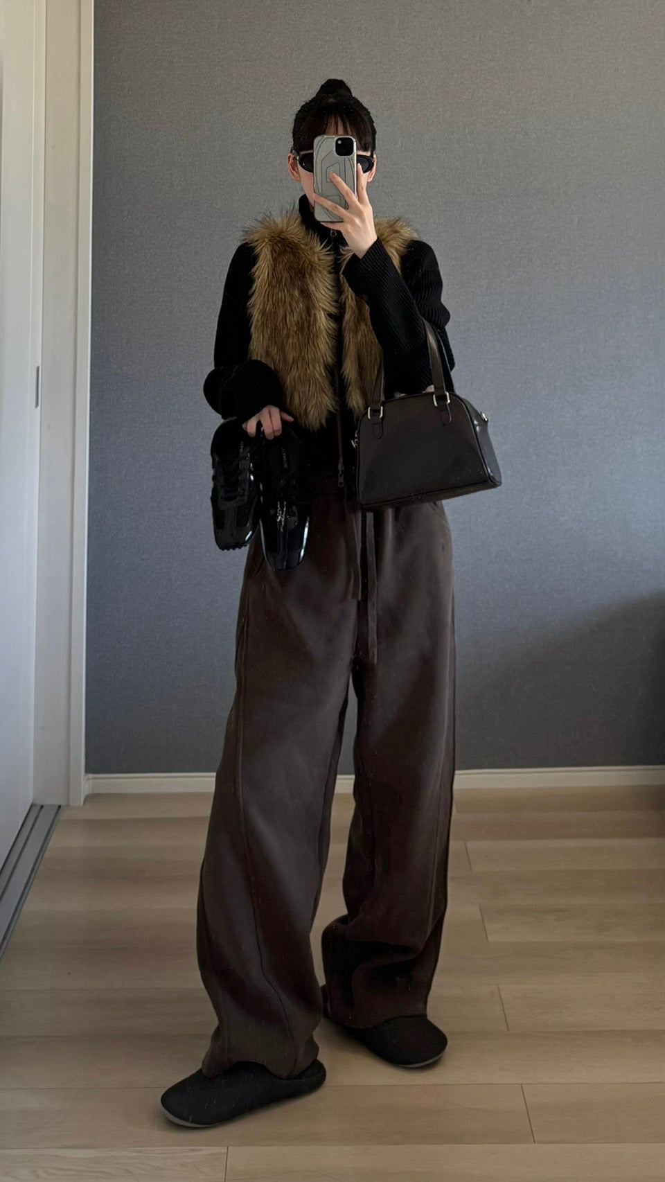 センターピンタック・ワイドスウェットパンツ s0814m-9