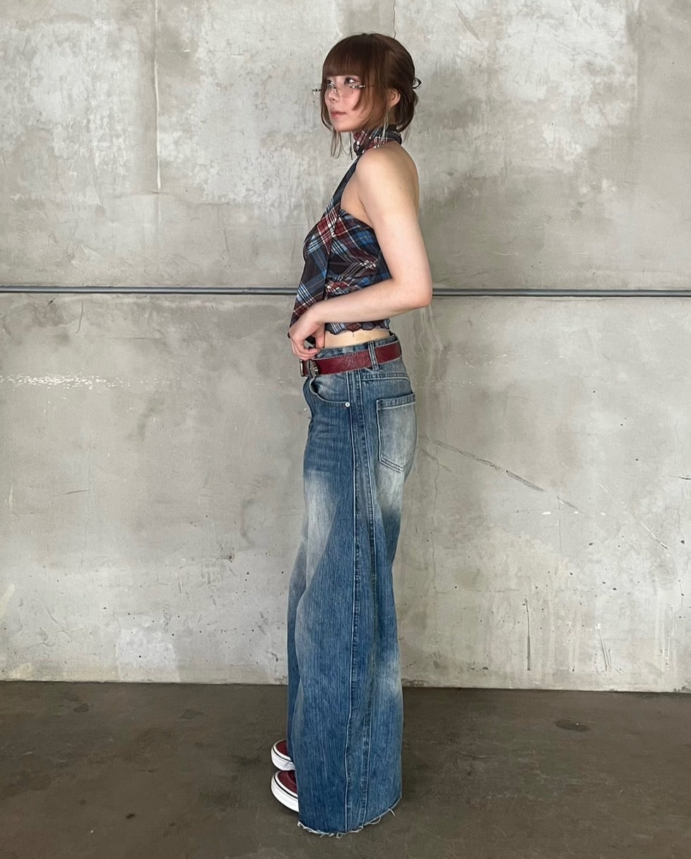 シーム・切替ワイドデニム MH001