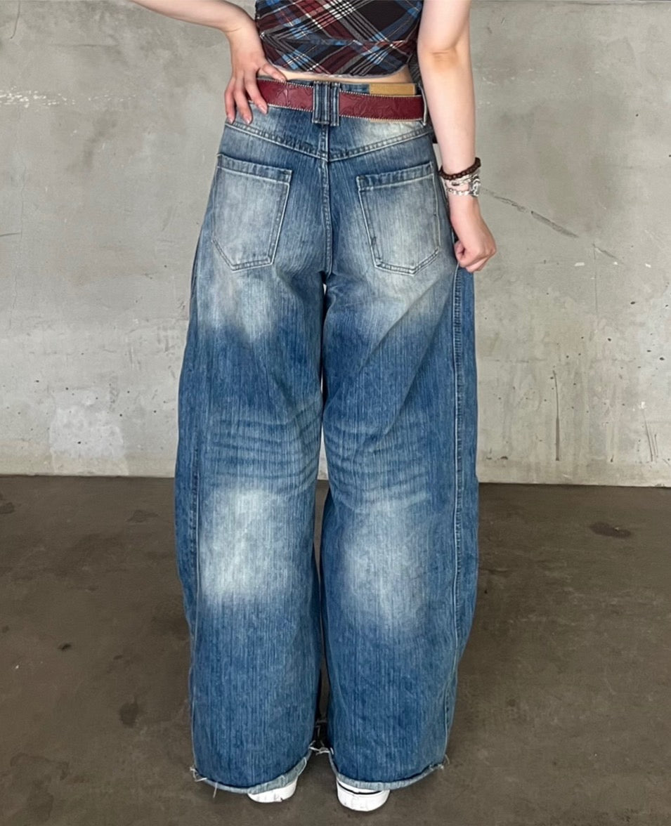 シーム・切替ワイドデニム MH001