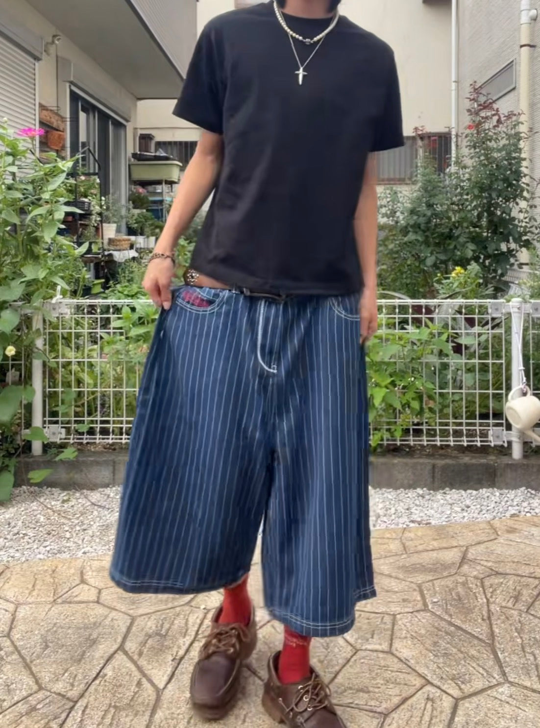 クロップド丈ピンストライプデニムパンツ MEN1
