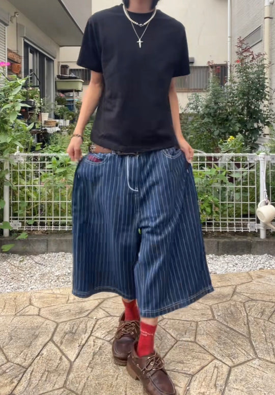 クロップド丈ピンストライプデニムパンツ MEN1