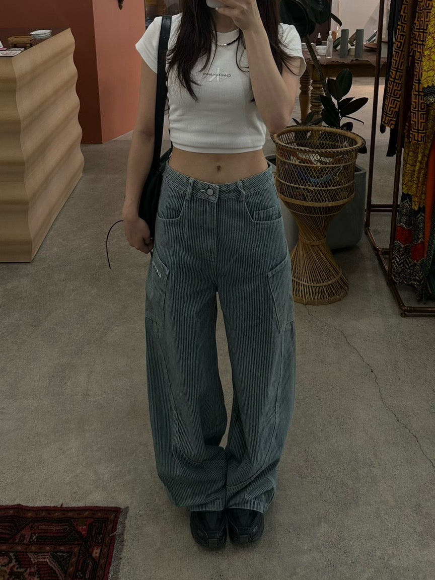 カーブストライプデニムパンツ OT-009