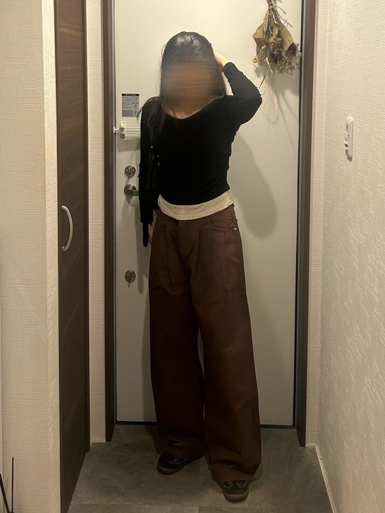 カフェブラウン・ツータックワイドデニム OT-011