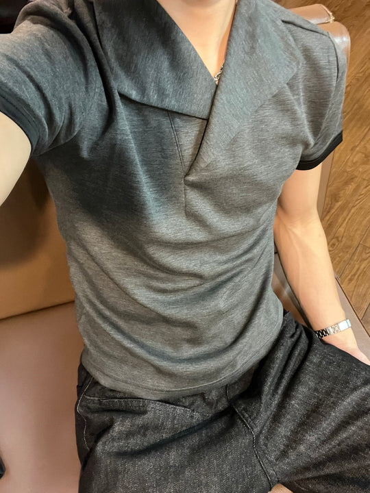 ドレープネック・スキッパーポロシャツ IP001