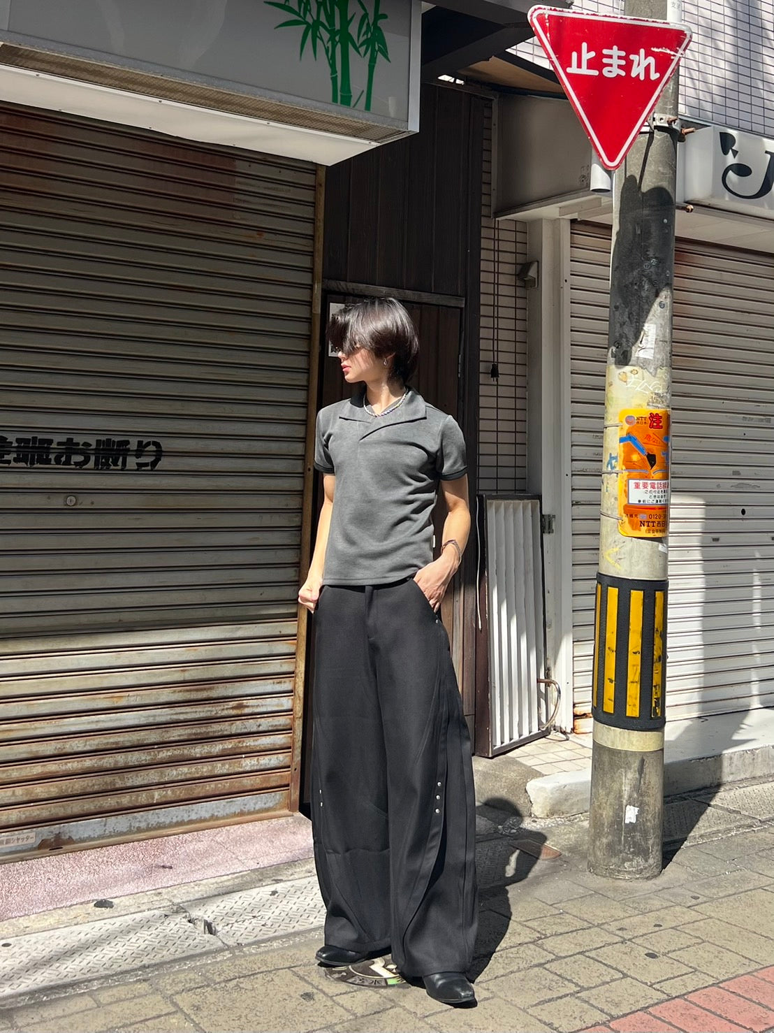 ドレープネック・スキッパーポロシャツ IP001