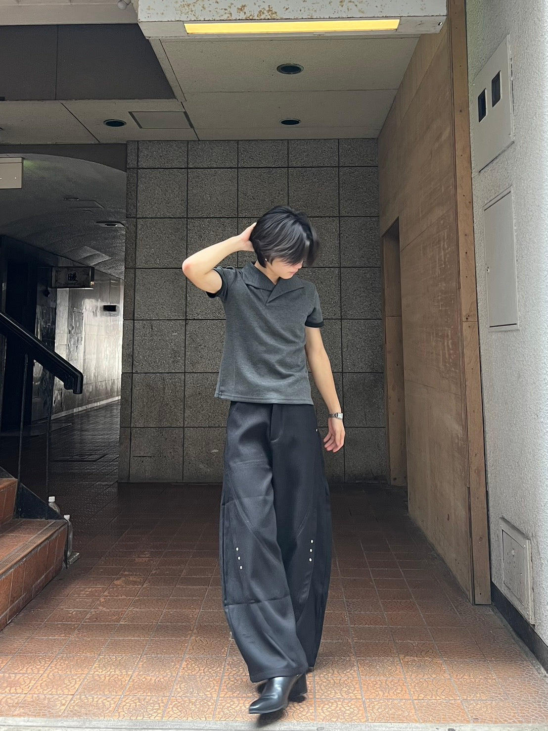 ドレープネック・スキッパーポロシャツ IP001