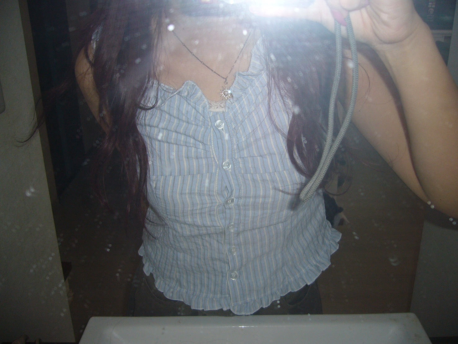 メロウフリル・ピンタックストライプキャミソール MW002