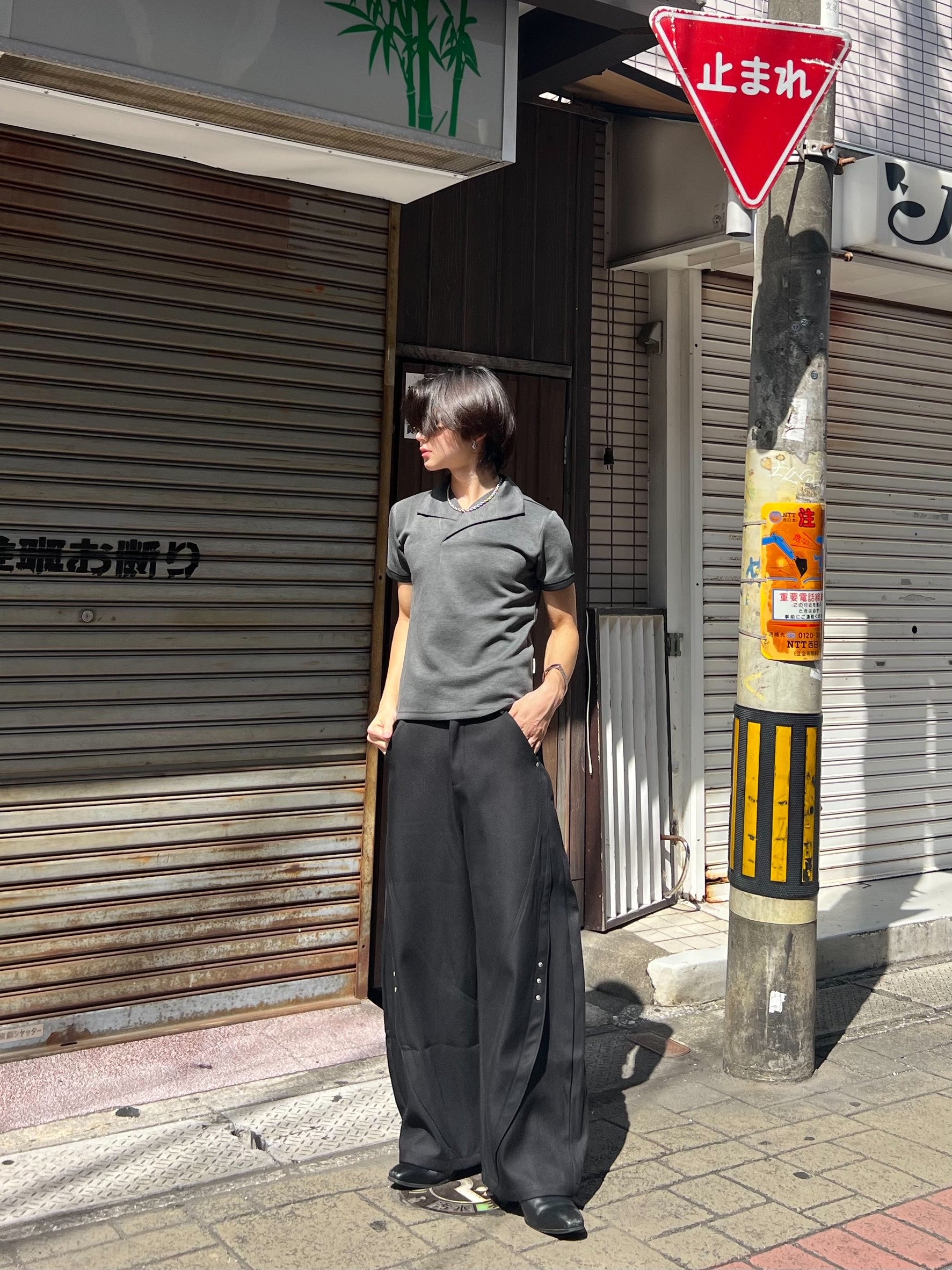 サイドスナップ・レイヤードワイドパンツ IP002