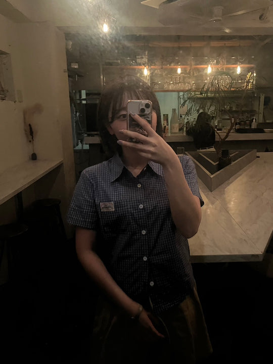 クロップド丈フィットチェックシャツ ON002