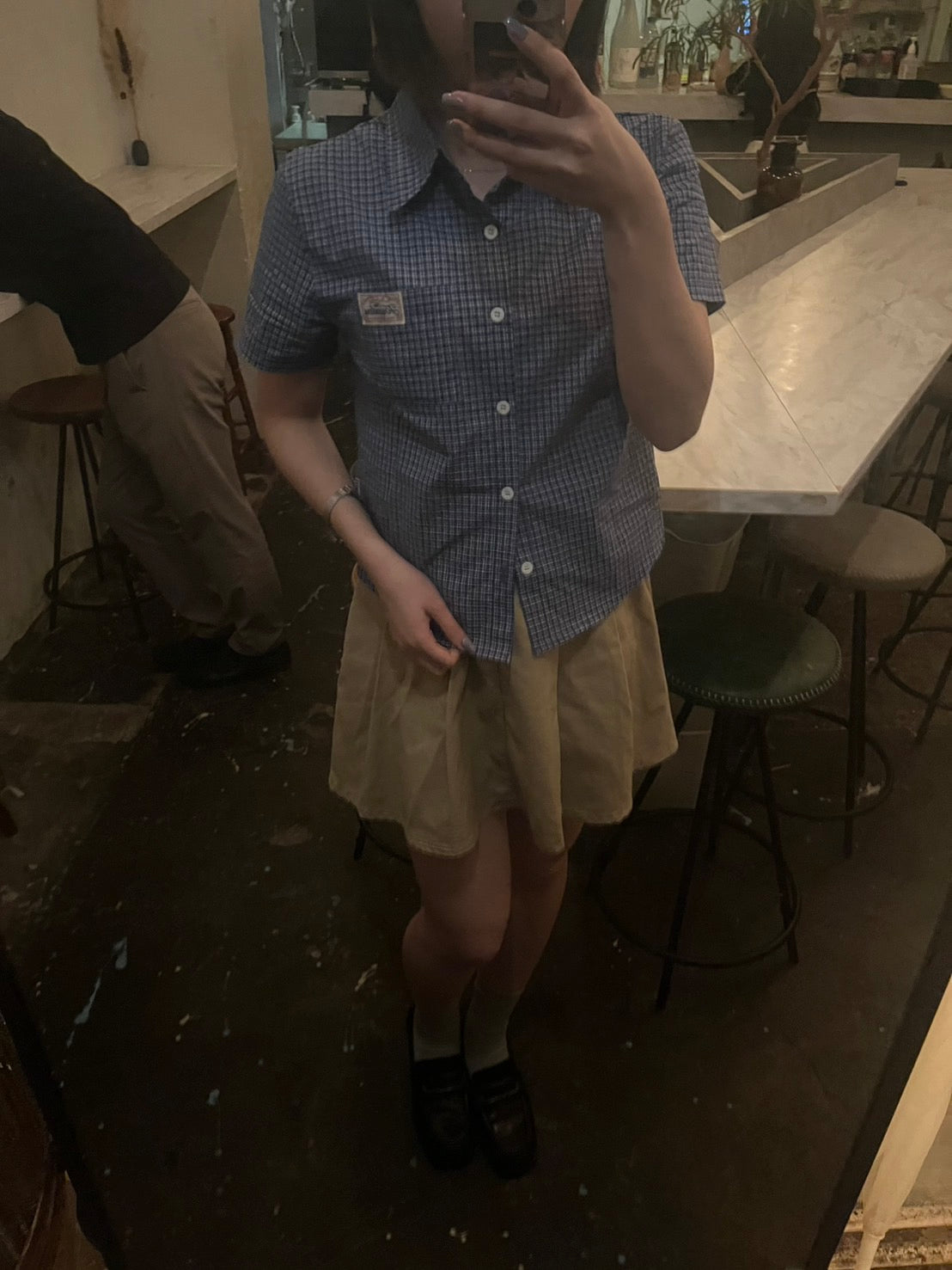 クロップド丈フィットチェックシャツ ON002