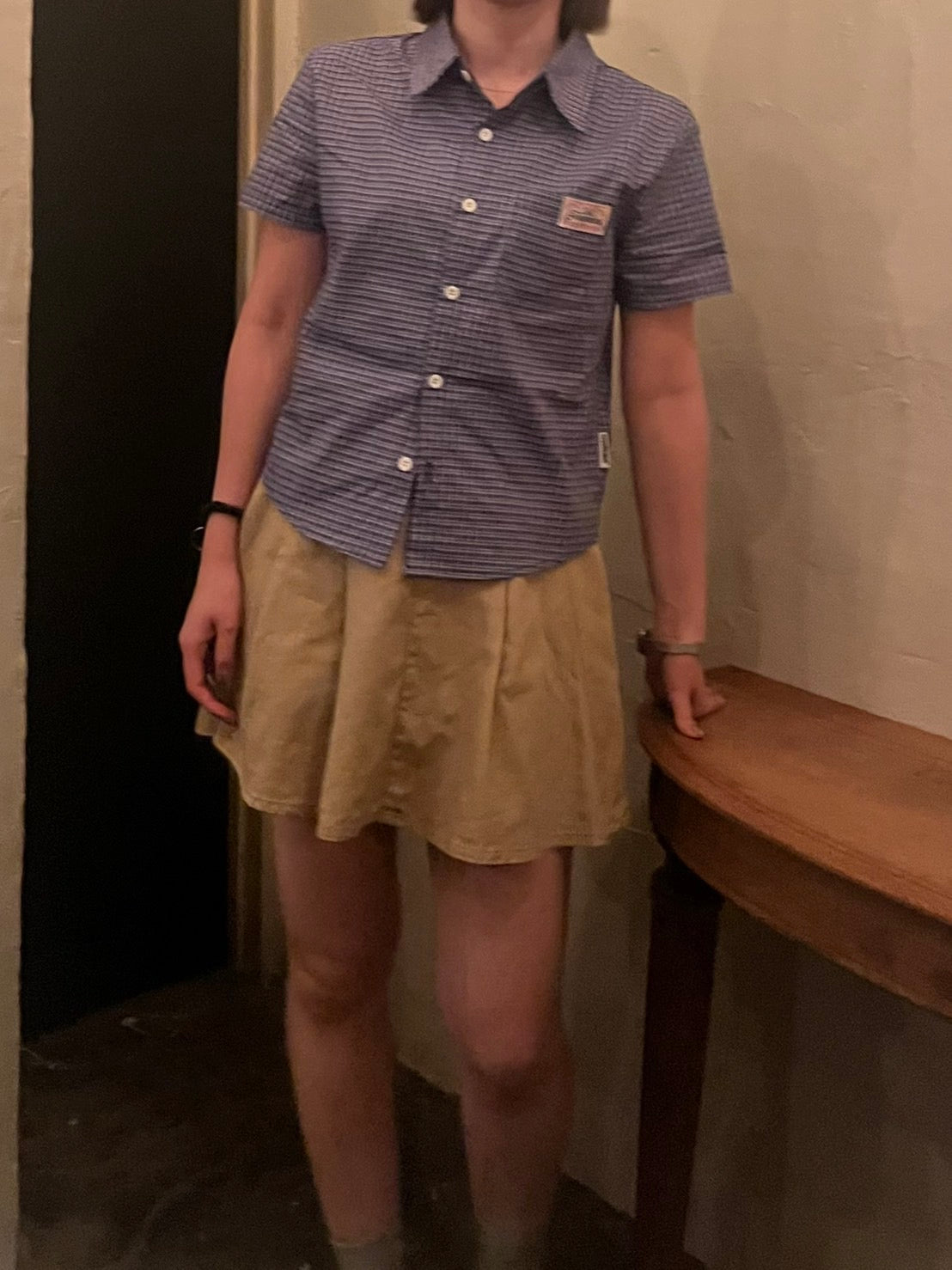 クロップド丈フィットチェックシャツ ON002