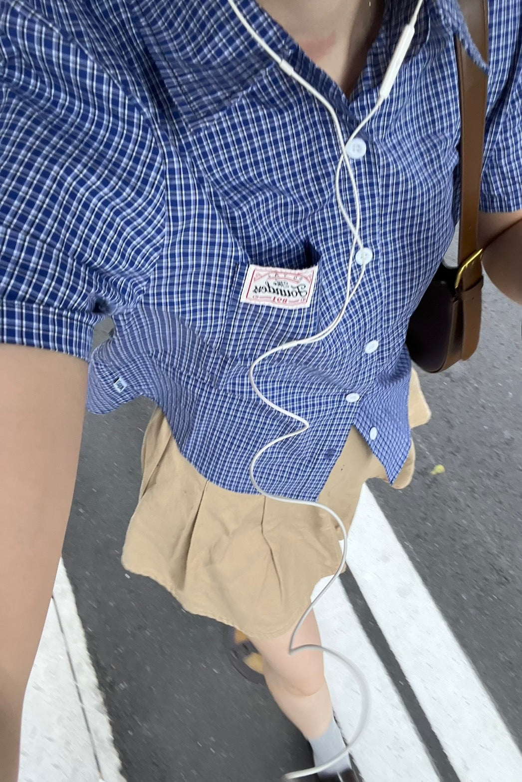 クロップド丈フィットチェックシャツ ON002