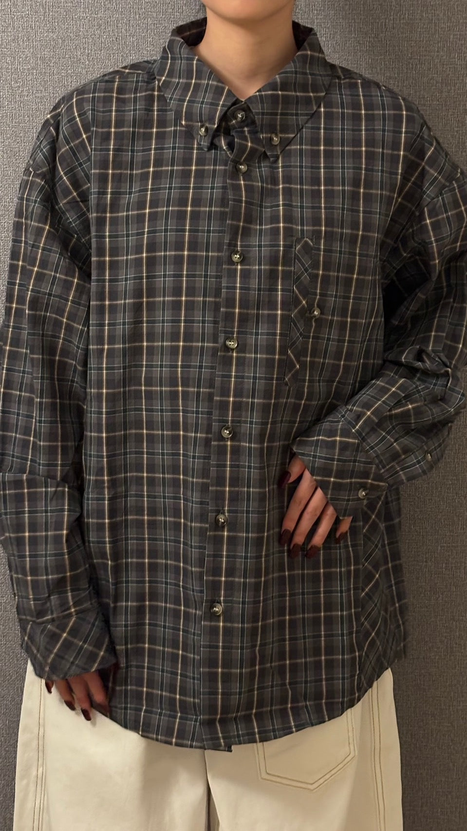 オーバーサイズ・ボタンダウンチェックシャツ s0814m-15