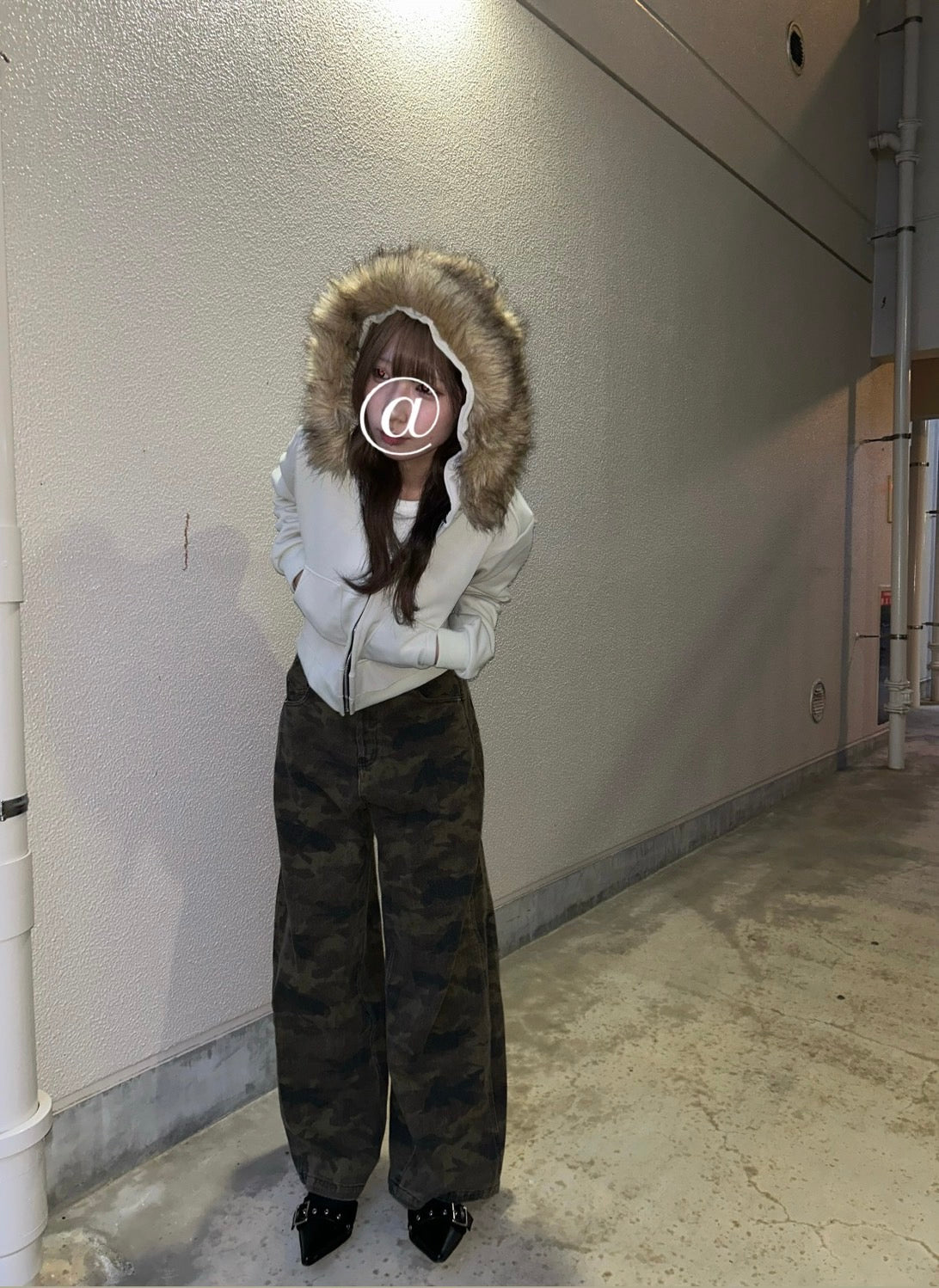 エコファー・クロップド丈ジップアップフーディー LLS001